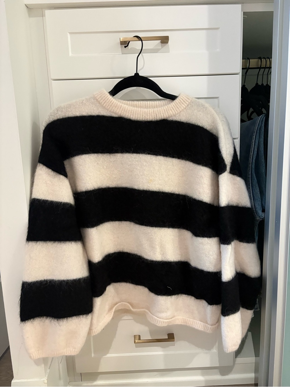 Black & Cream Striped Cozy Mohair blend Sweater